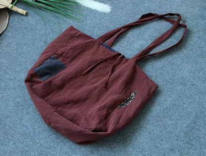 Buddhatrends Bags Oversized Patchwork Linen Bag | Lotus