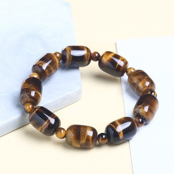 Buddhatrends Barrel Beads Peacock Agates Bracelet