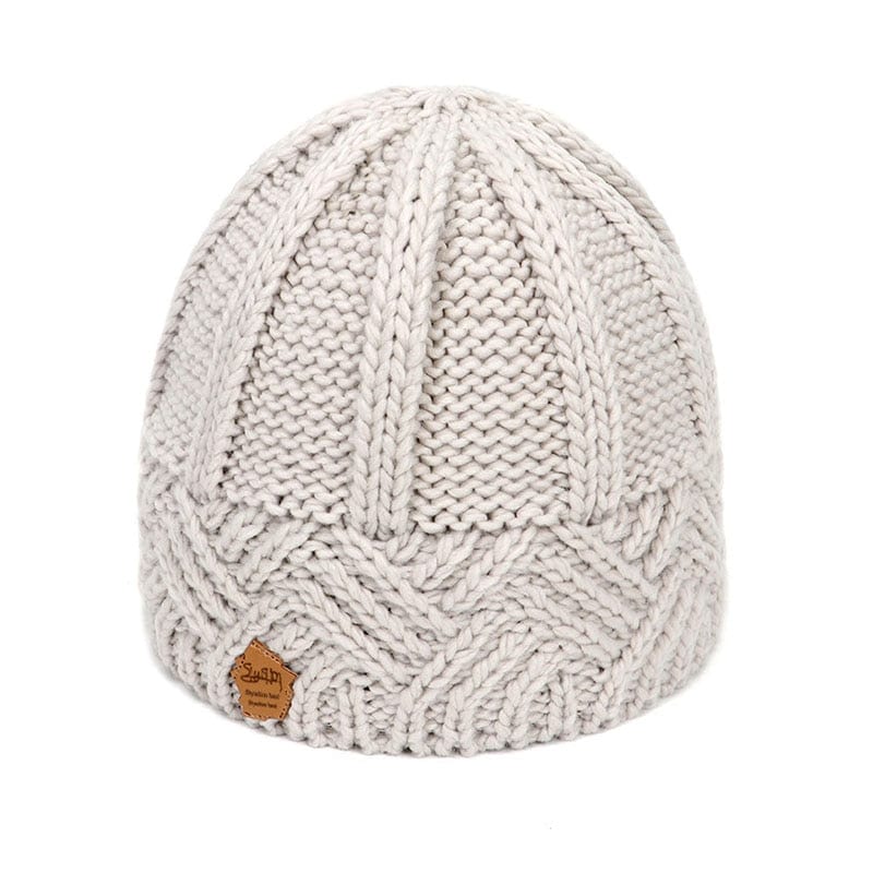 Buddhatrends Beige Retro Knitted Beanie Hat