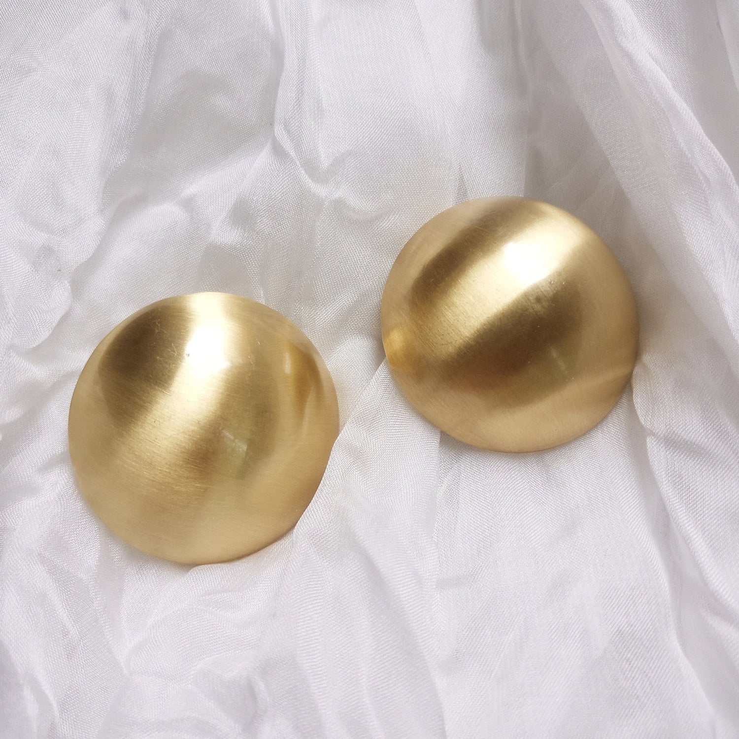 Buddhatrends Big Round Gold Stud Earrings