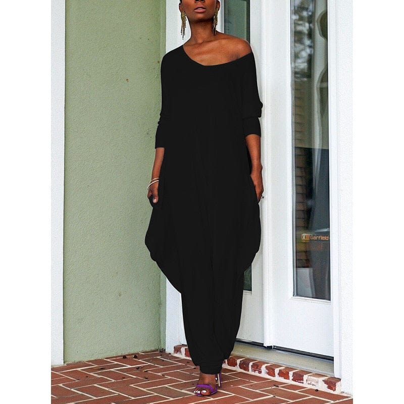 Buddhatrends Black / L Open Back Harem  Jumpsuit