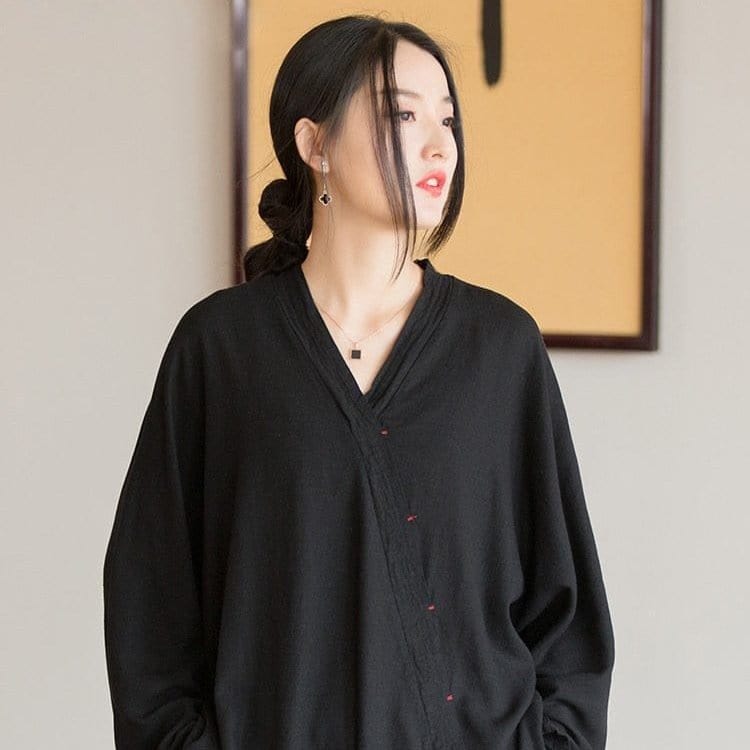 Buddhatrends Blouse black / One Size Summer Linen Loose Blouse