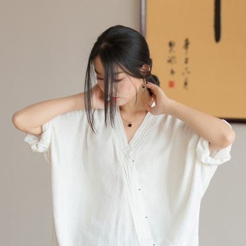 Buddhatrends Blouse Summer Linen Loose Blouse