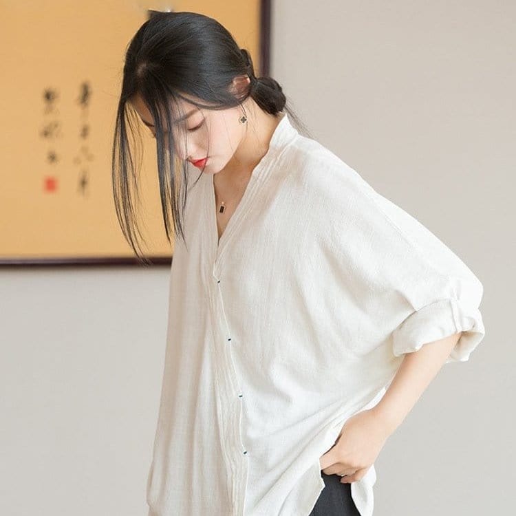 Buddhatrends Blouse Summer Linen Loose Blouse