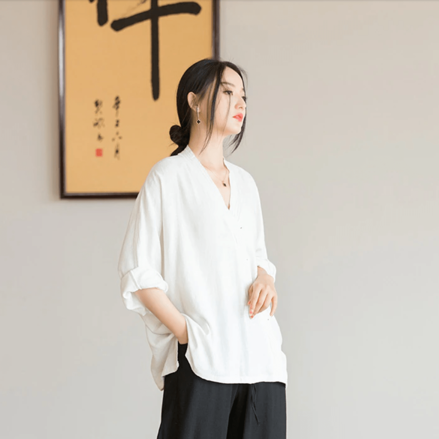 Buddhatrends Blouse Summer Linen Loose Blouse