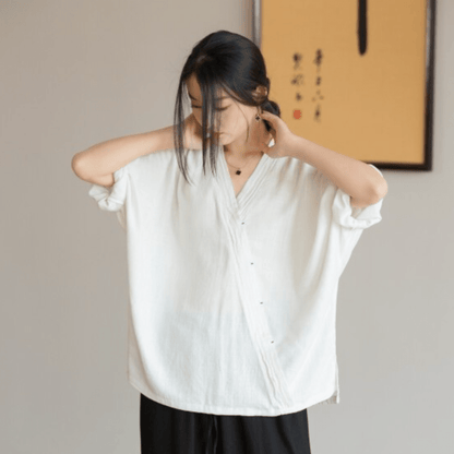 Buddhatrends Blouse Summer Linen Loose Blouse