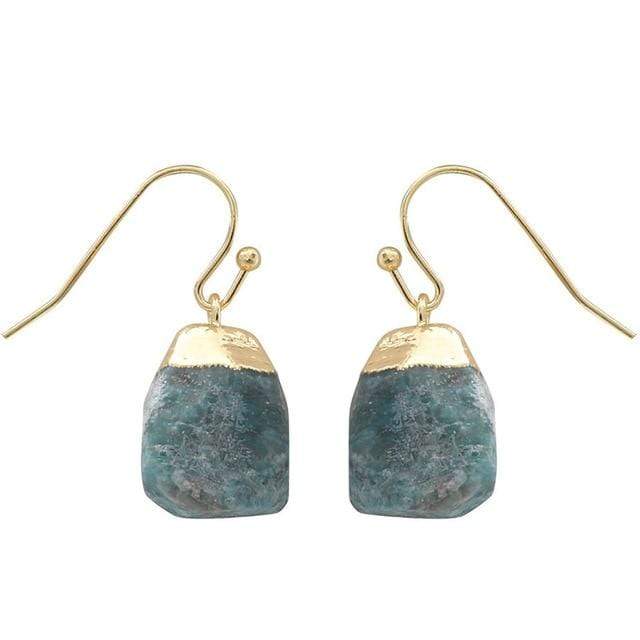 Buddhatrends Blue Apatite Healing Quartz Nuggets Dangle Earrings