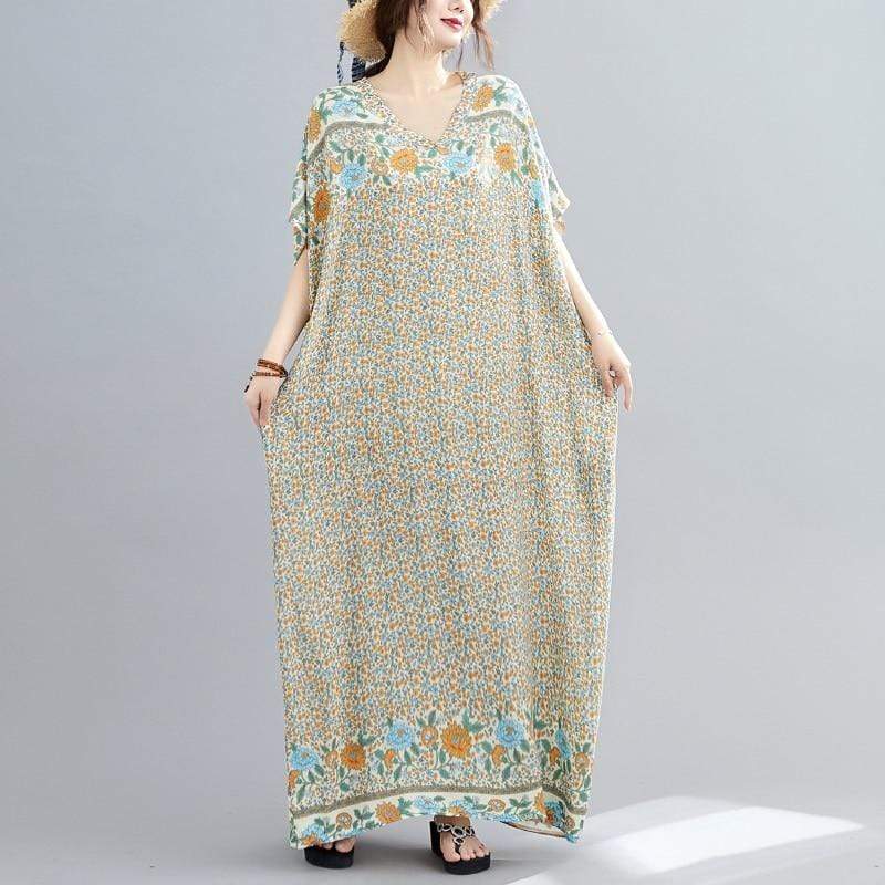 Buddhatrends Campagna Floral Kaftan Dress