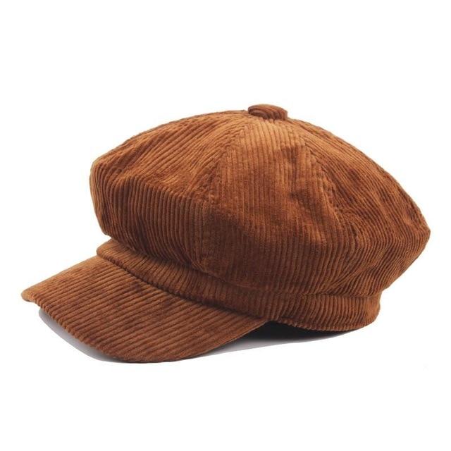 Buddhatrends Cap Brown Vintage Corduroy Newsboy Cap