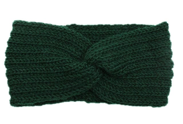 Buddhatrends Dark Green Ear Knitted Knot Headband
