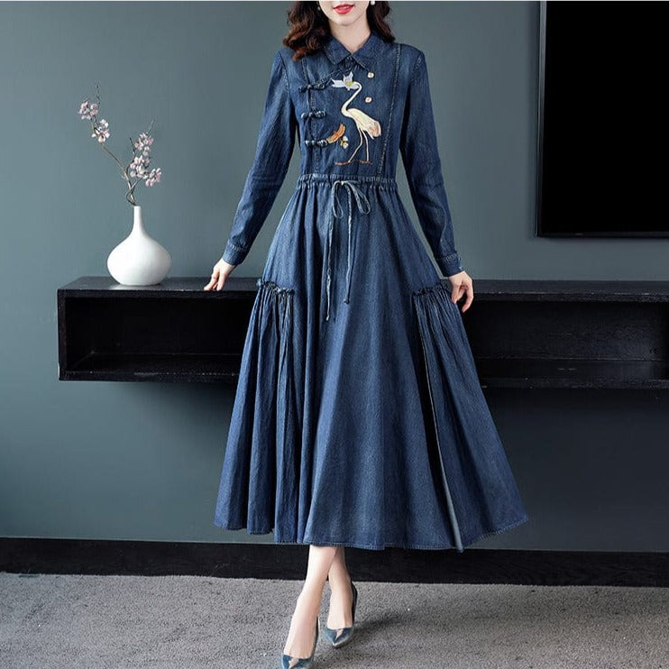 Puff Sleeve Denim Dress in Lavender | VENUS | Denim dress, Mini dress,  Fashion