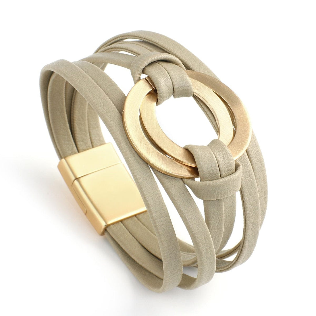 Buddhatrends Double Circle Charm Magnet Buckle Bracelet