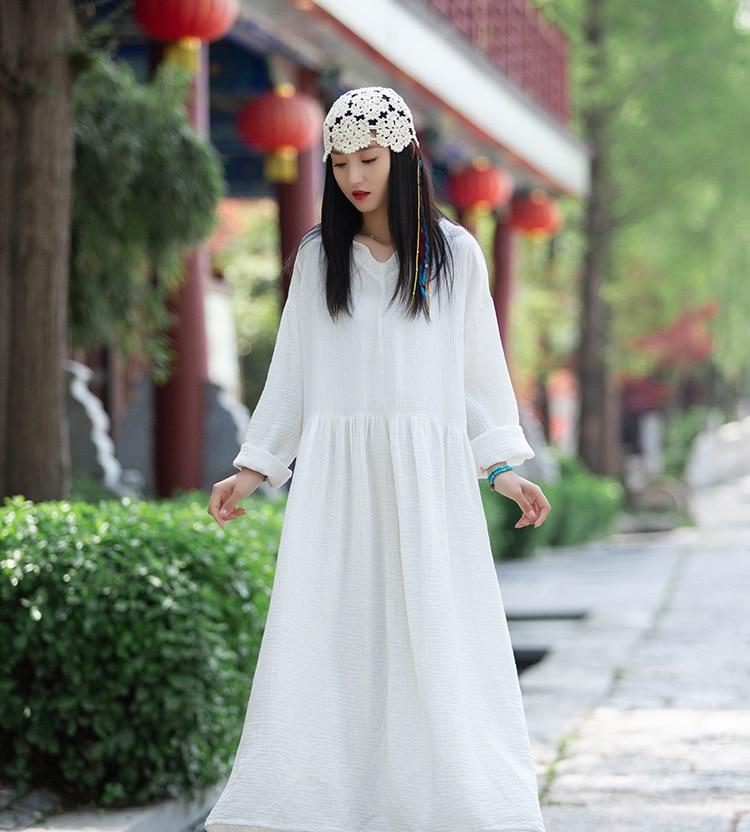 Buddhatrends Dress Anaya Cotton Linen Vintage Dresses | Lotus