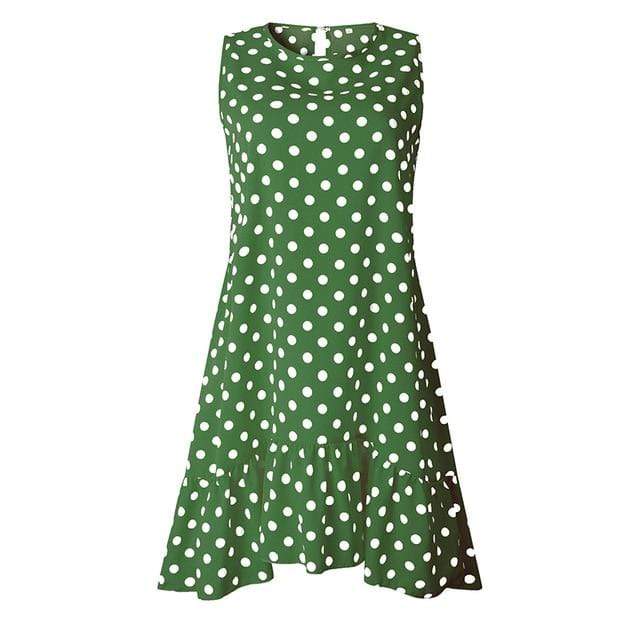 Buddhatrends Dress Dark Green / L Gabriella Polka Dot Summer Dress