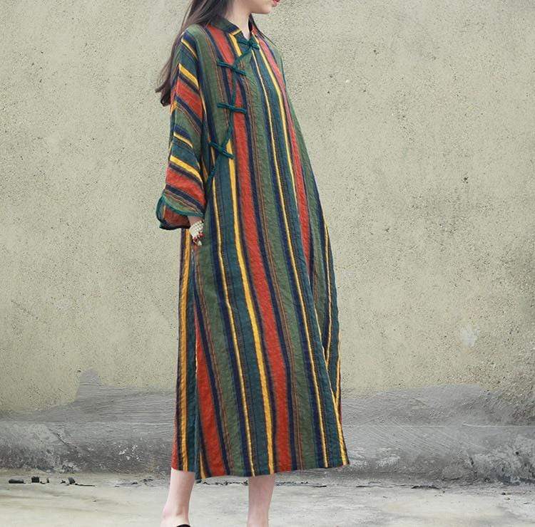 Earth Signs Striped Chinese Dress – Buddhatrends