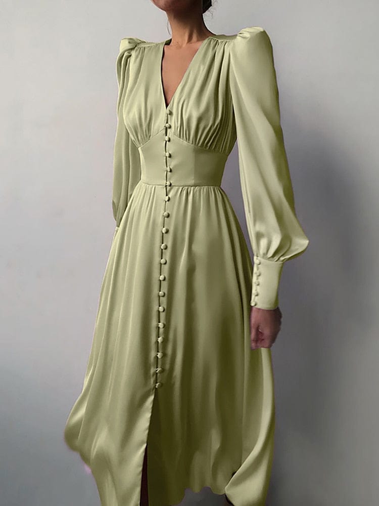 Buddhatrends Dress Green / XS Maliyah Elegant Midi Dress