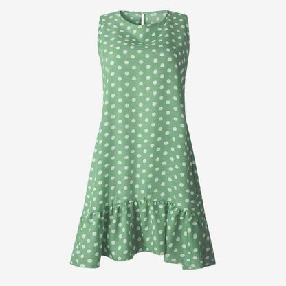 Buddhatrends Dress Green / XXL Gabriella Polka Dot Summer Dress