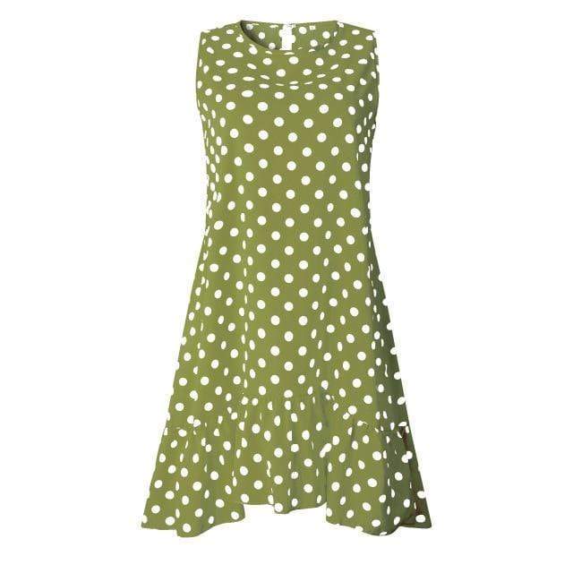 Buddhatrends Dress Light Green / M Gabriella Polka Dot Summer Dress