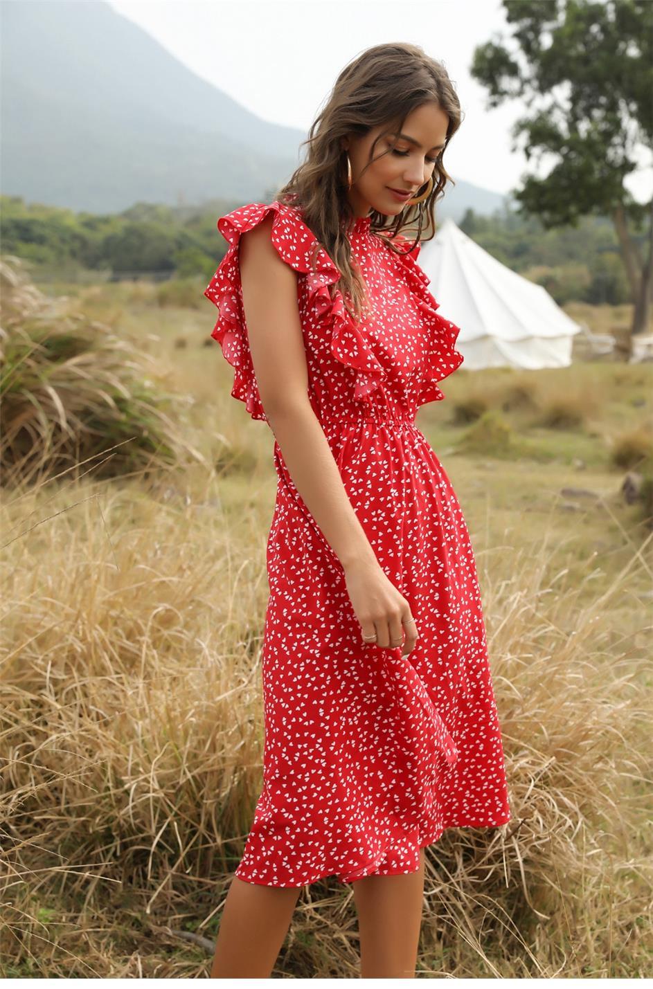 Valentina Red Chiffon Dress