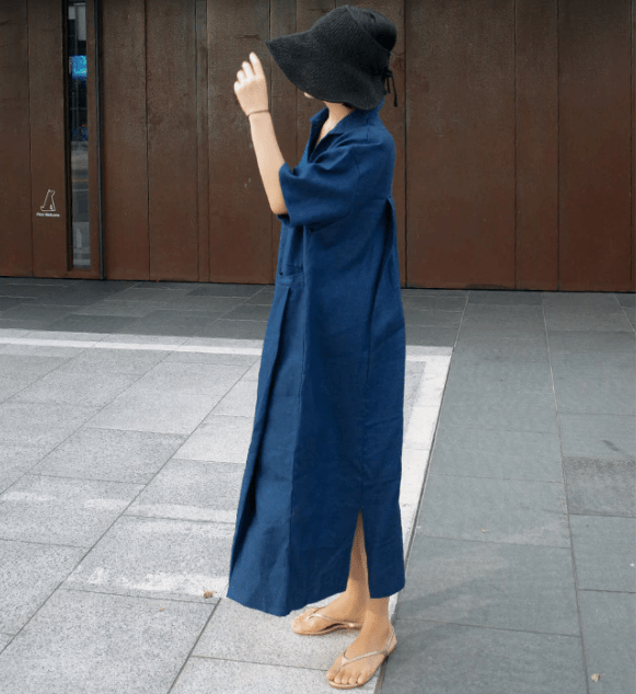 Buddhatrends Dress Yoko Cotton Linen Blouse Dress