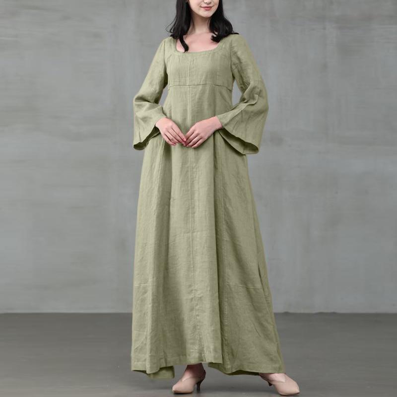 Buddhatrends Dresses Green / XL Medieval Square Collar Maxi Dress