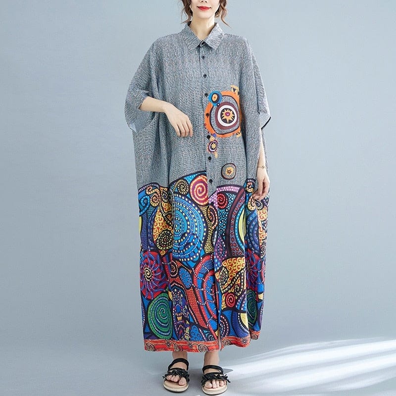 Buddhatrends Dresses Manny oversized Floral Shirt Dress