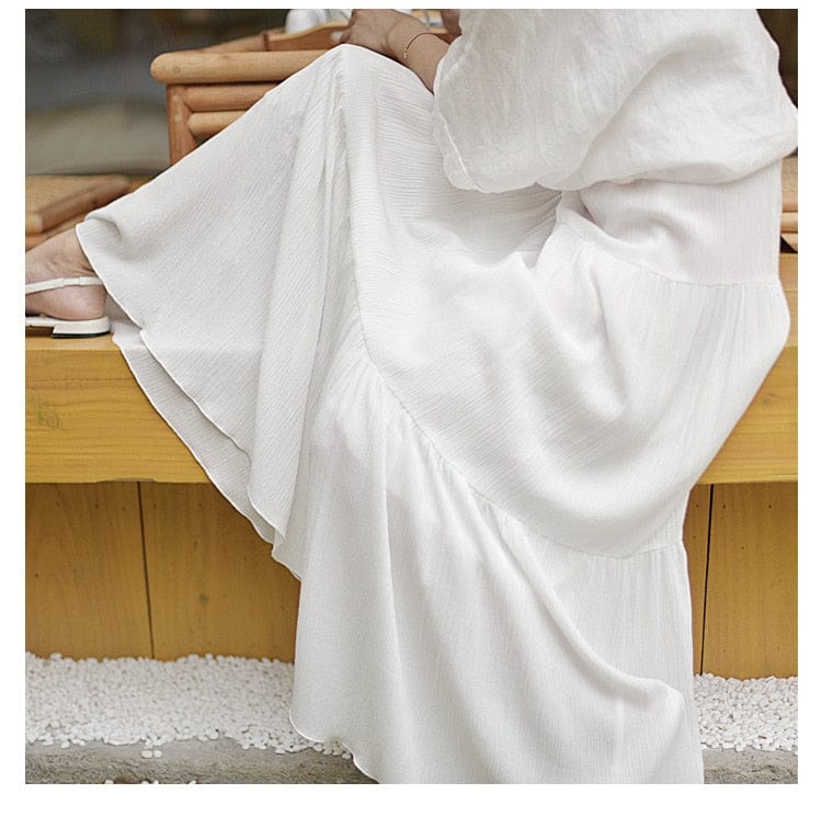 Buddhatrends Flowy High Waist Cotton Linen Skirt