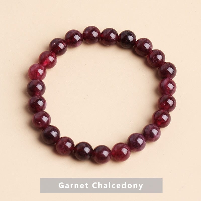 Buddhatrends Garnet Chalcedony / 6mm Temperament Natural Green Jade Bracelet