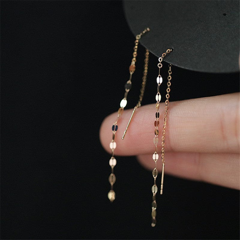 Buddhatrends Geometric 925 Sterling Silver Threader Earrings