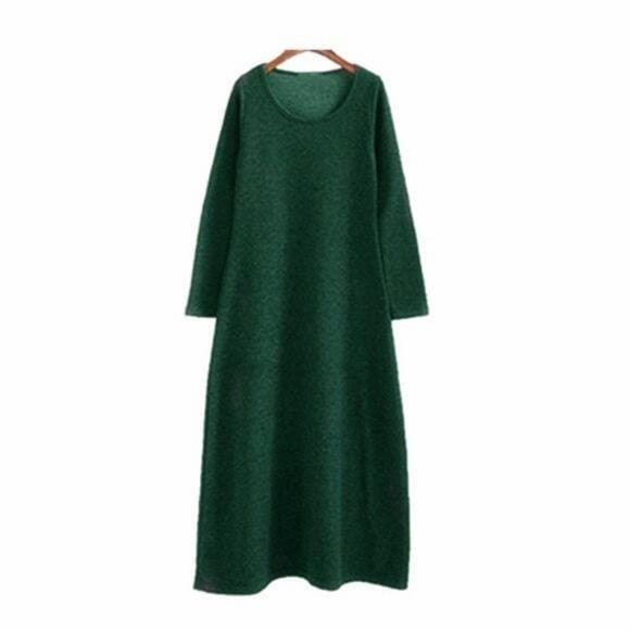 Buddhatrends Green / M Dalia Long Sleeve Warm Maxi Dress