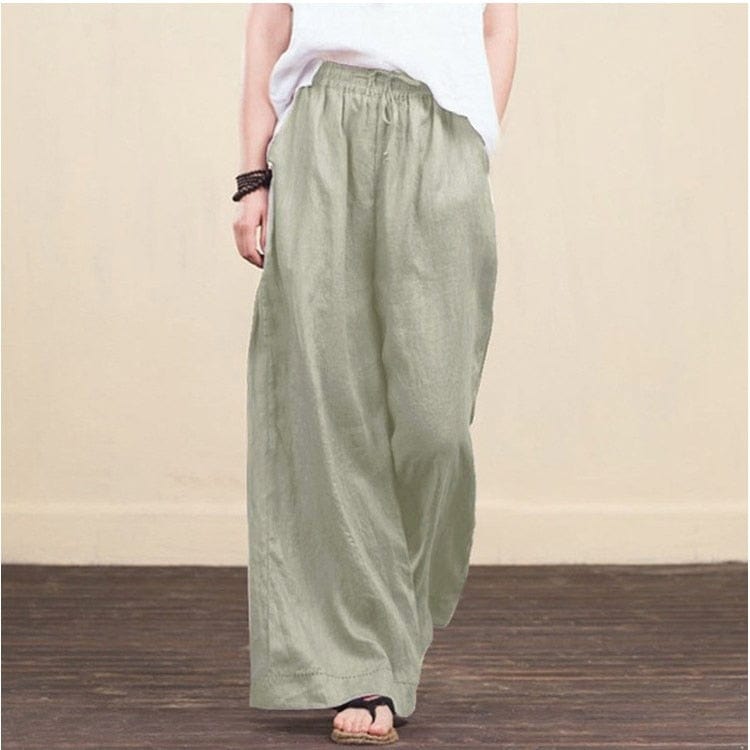 Buddhatrends Grey / 5XL / United States Wide Leg Cotton Linen Pants