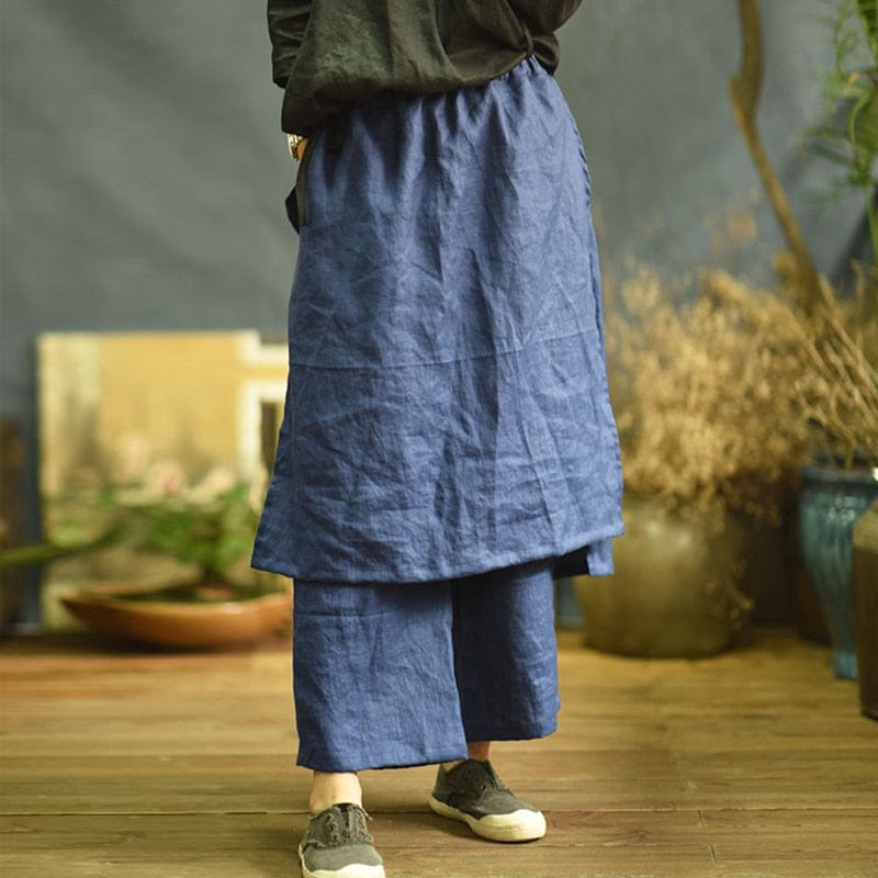 Buddhatrends Harem Pants Blue / One Size Namaste Solid Linen Trousers | Zen