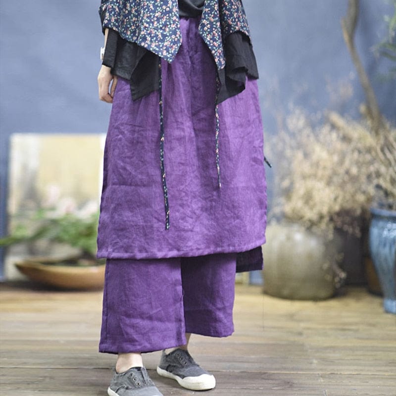 Buddhatrends Harem Pants Purple / One Size Namaste Solid Linen Trousers | Zen