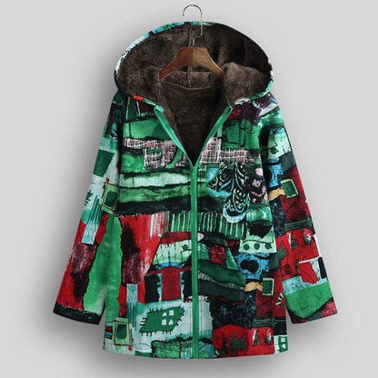 Buddhatrends Jackets Green / 5XL Aurora Vintage Plus Size Hooded Jacket