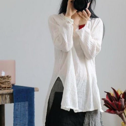 Buddhatrends Joss Linen Breathable V-neck Blouse