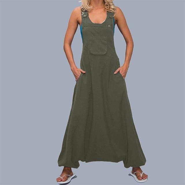 Buddhatrends Jumpsuits S / 170 / Green Abigail Loose Jumpsuits Harem Pants