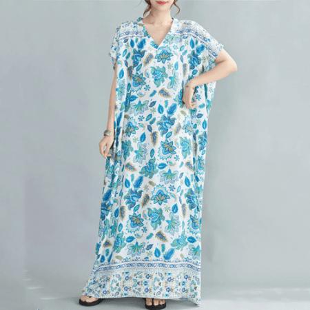 Buddhatrends Kaftans Blue Lotus Kaftan Dress