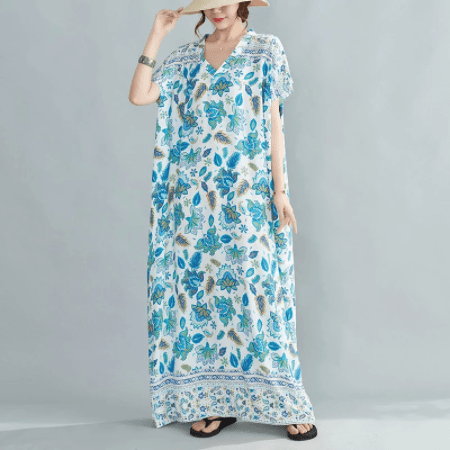 Buddhatrends Kaftans Blue Lotus Kaftan Dress