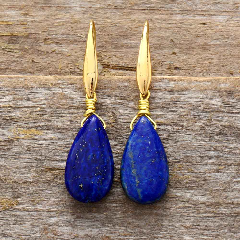 Buddhatrends Lapis Lazuli Water Drop Earrings