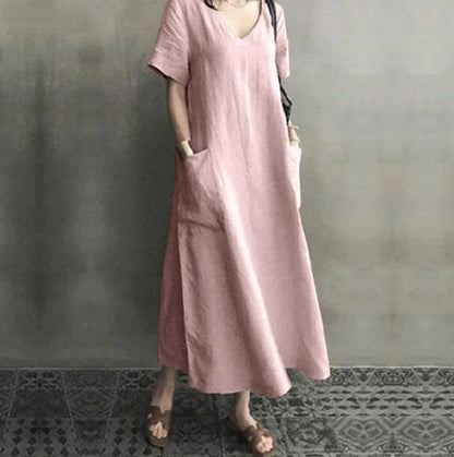 Buddhatrends Long Maxi Cotton Linen Dress