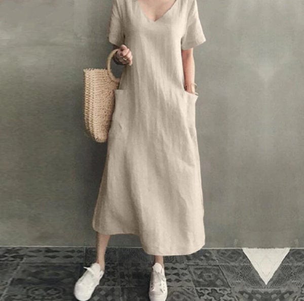 Buddhatrends Long Maxi Cotton Linen Dress