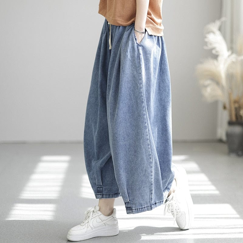 DRAWSTRING DENIM PANTS