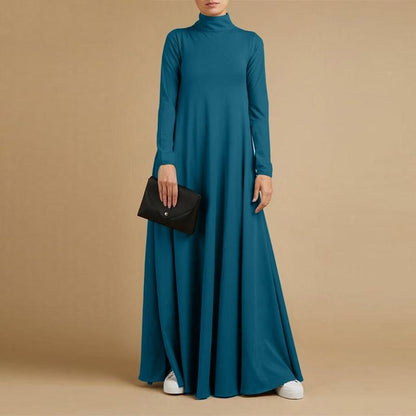 Buddhatrends maxi Green / XL Plus Size Turtleneck Maxi Dress