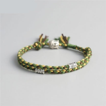 Buddhatrends Multi Green Tibetan Buddha Rope Bracelet