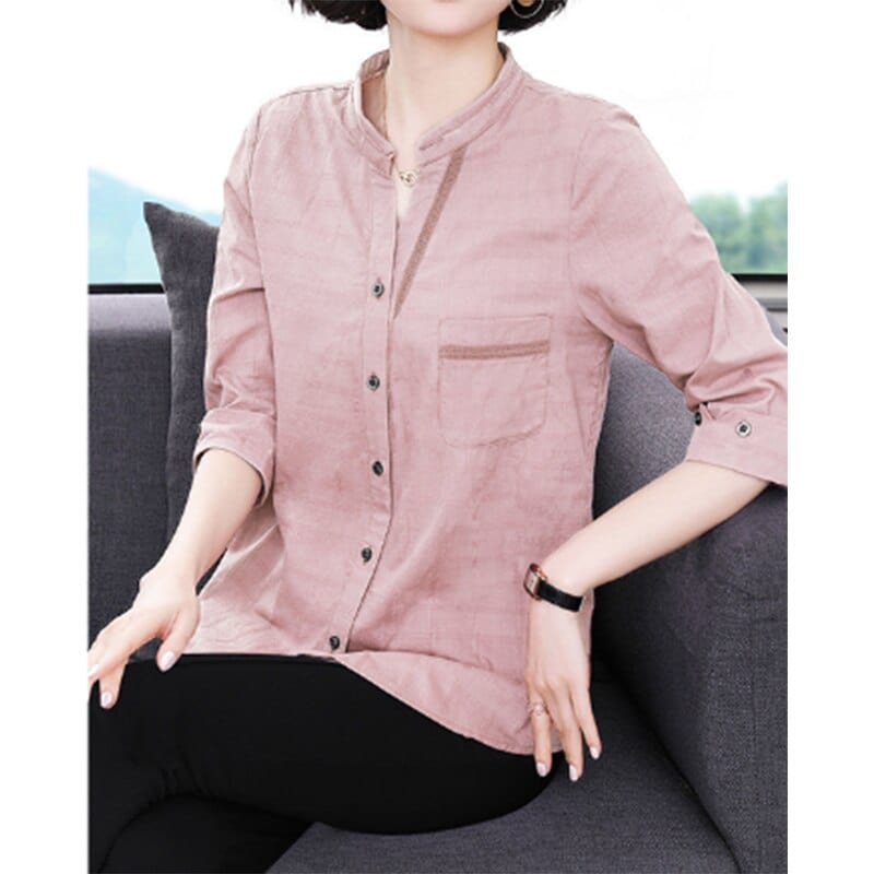 Buddhatrends Narda Cotton Linen 3/4 Sleeve Top