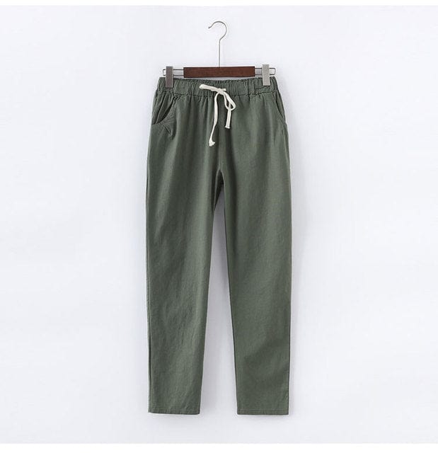 Buddhatrends Pants Army Green / XL Candy Cotton Linen Pants