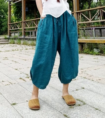 Buddhatrends Pants Blue / One Size Sule Elastic Waist Linen Pants