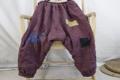 Buddhatrends Pants Oversized Patchwork Linen Pants | Zen