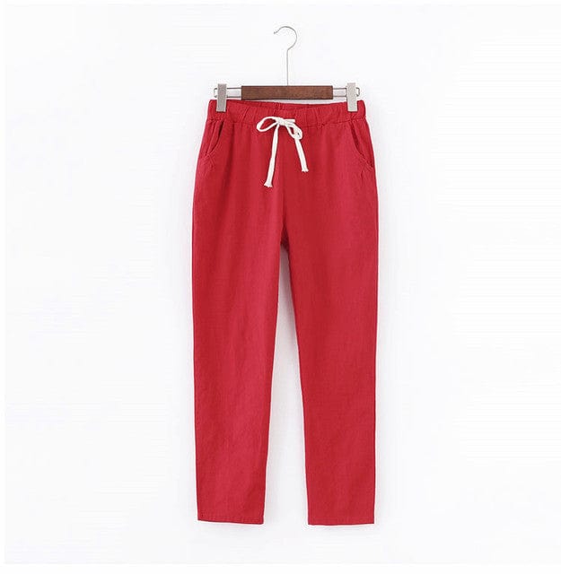 Buddhatrends Pants Red / L Candy Cotton Linen Pants