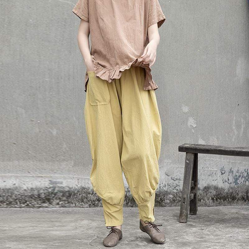 Buddhatrends Pants Simplicity Cotton &amp; Linen Harem Pants | Lotus